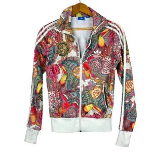 Adidas Fugiprabali Track Jacket XS Floral Tropical Toucan Print Zip Trefoil Logo